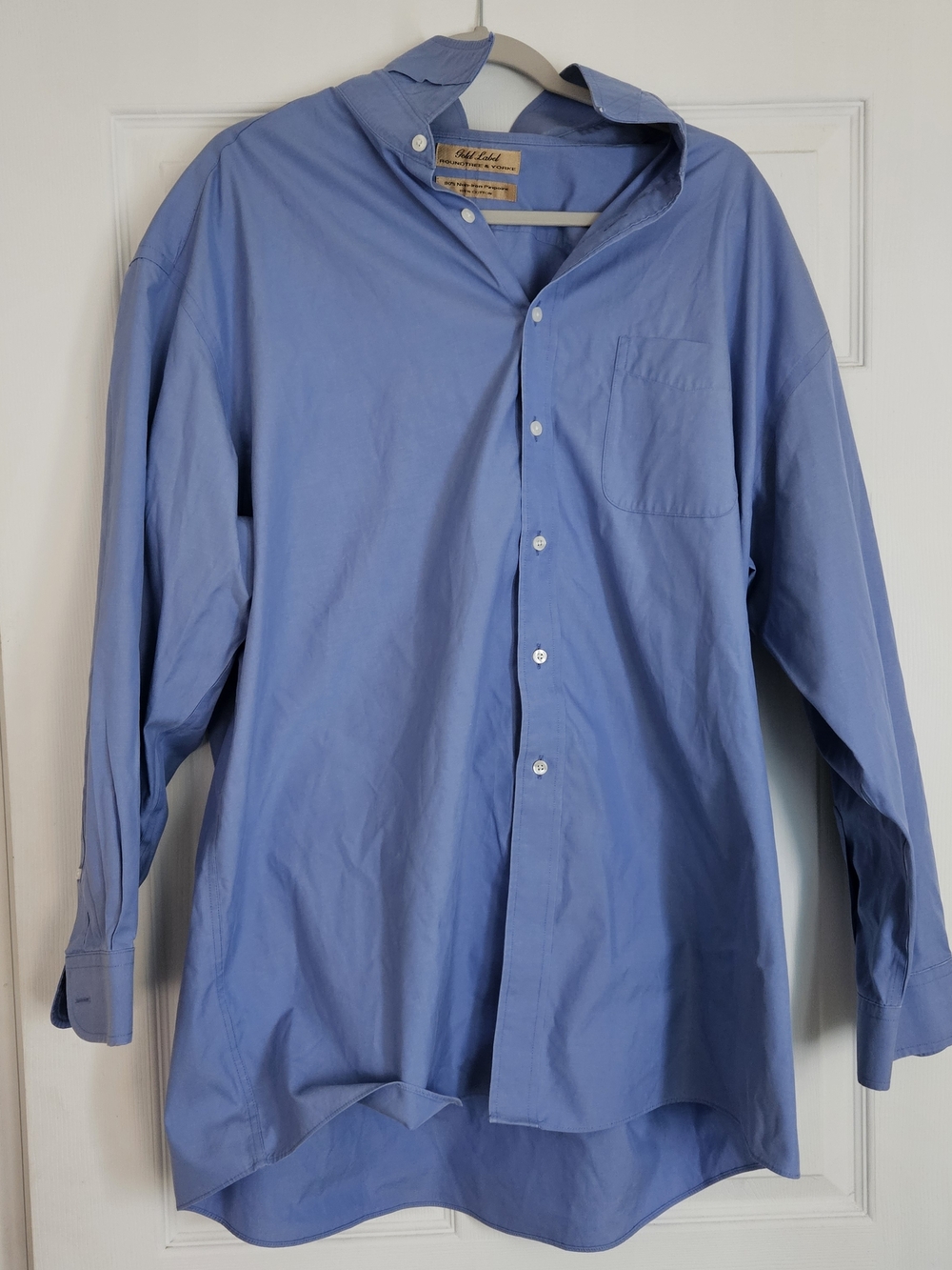 Roundtree & Yorke Gold Label Blue Button Up Dress Shirt Mens 18/34 Big